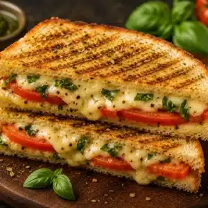 Cheesy Tomato Basil Grilled Sandwich